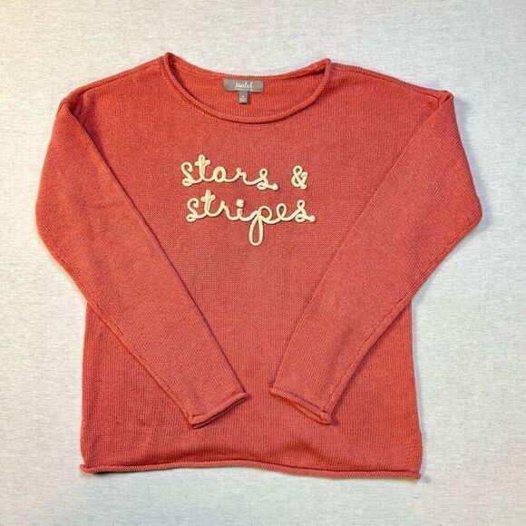 Stars & Stripes Knitted Sweater Marbled Reunited Women’s Sz M Coral - Picture 1 of 8